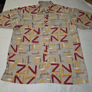 Vintage Platinum Fubu All Over Graphic Print Short Sleeve Button Down Shirt